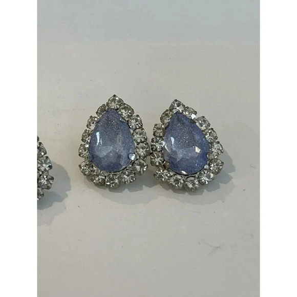 VTG Vintage Set Of 2 Fashion Earrings Pierced Ears Rhinestone - Picture 3 of 7